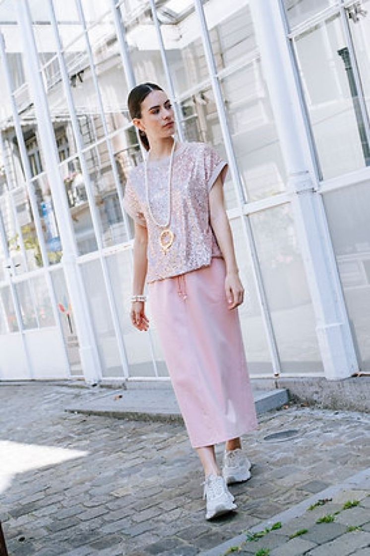 TS OVERSIZE PAILLETTES V10-203 ROSE