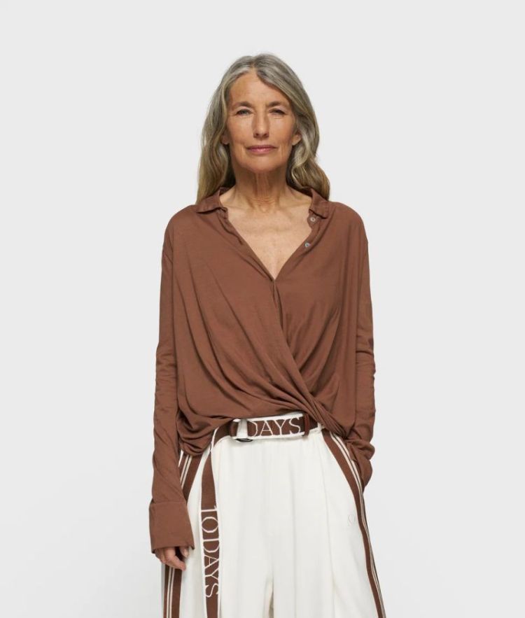 wrap blouse truffle