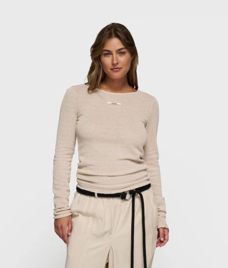 BOAT NECK LONG SLEEVE TEE MESH LIGHT EART