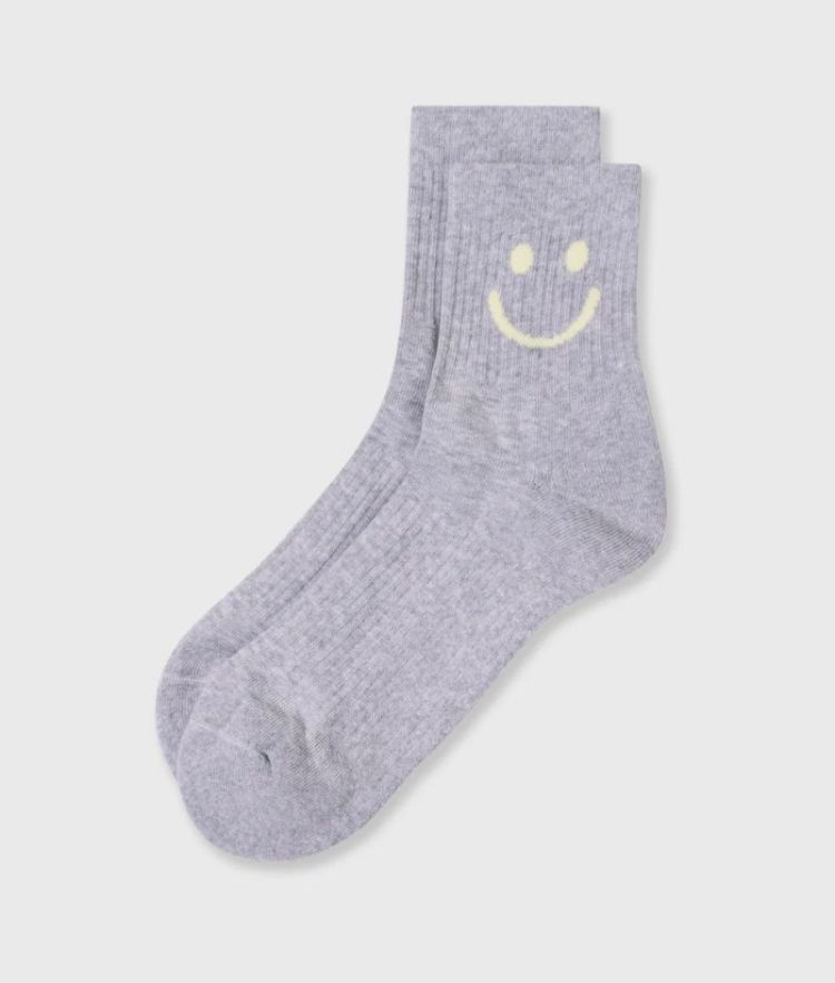 SOCKS SMILE WHITE GREY