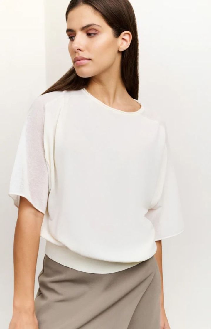 Pull col bateau manches transp OFF WHITE