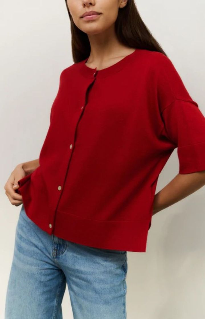 Oversized fine knitted scarlet SCARLET SAGE RE
