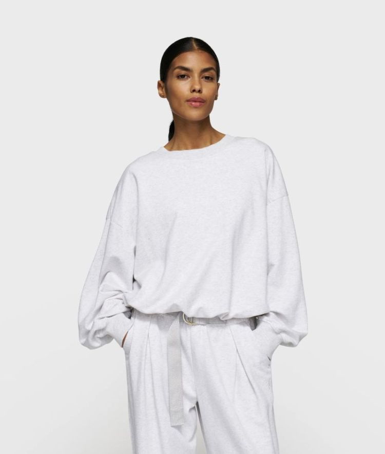 PLEATED SWEATER WHITE GREY WHITE GREY