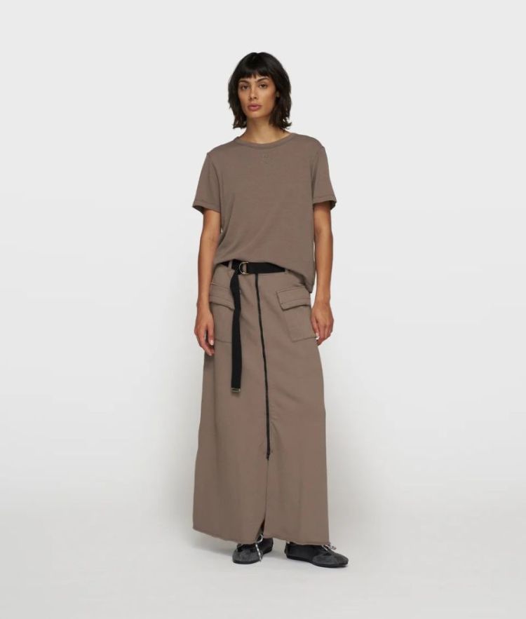 BELTED MIDI SKIRT FLEECE 1318 MOONROCK