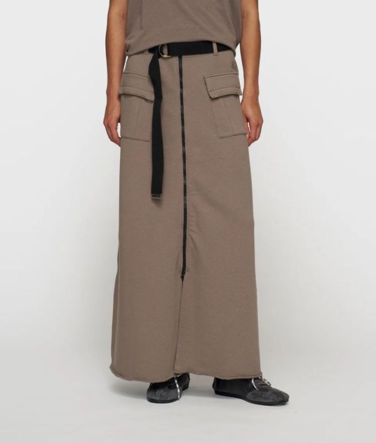 BELTED MIDI SKIRT FLEECE 1318 MOONROCK
