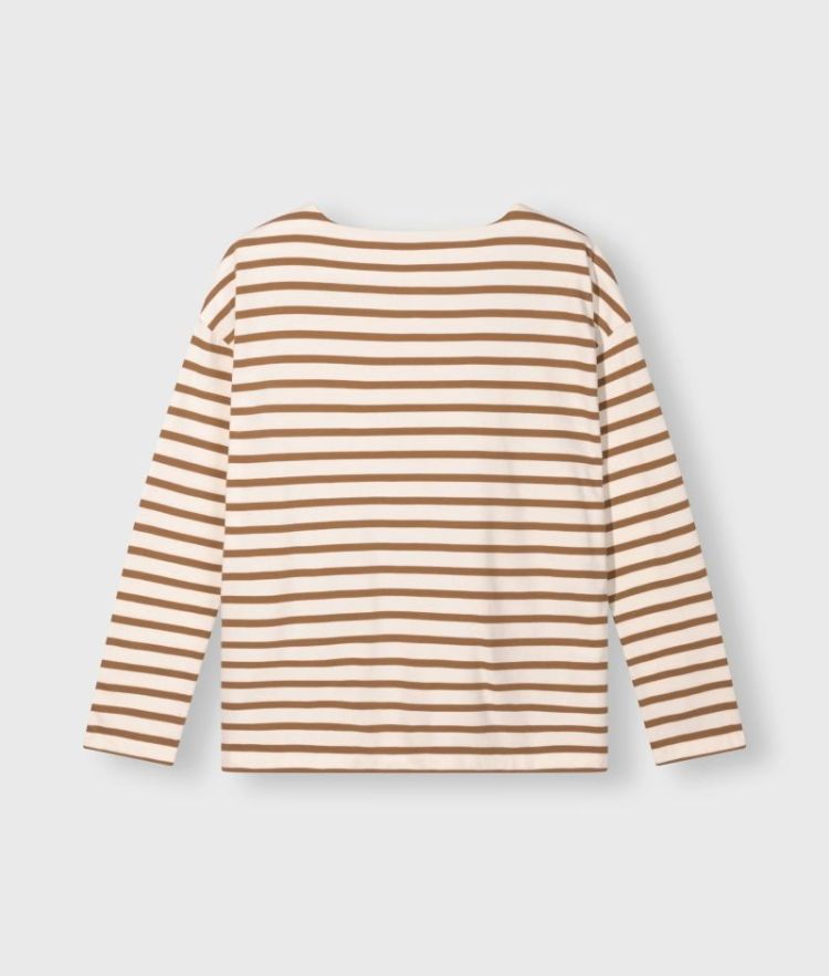 BOAT NECK TOP STRIPES 3071 ECRU/SUEDE