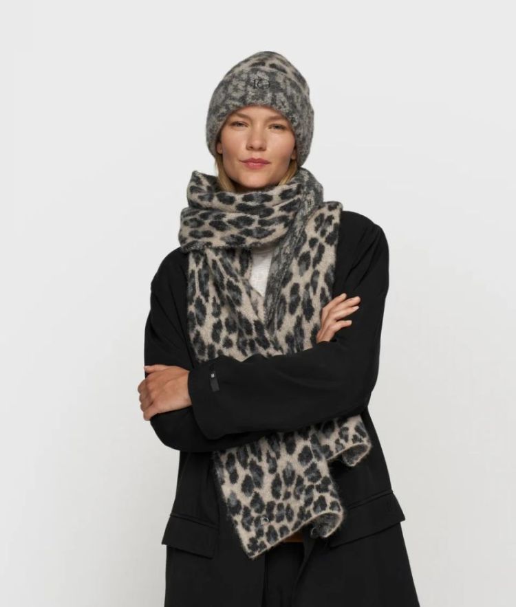 KNIT SCARF LEOPARD 4000 SOFT WHITE