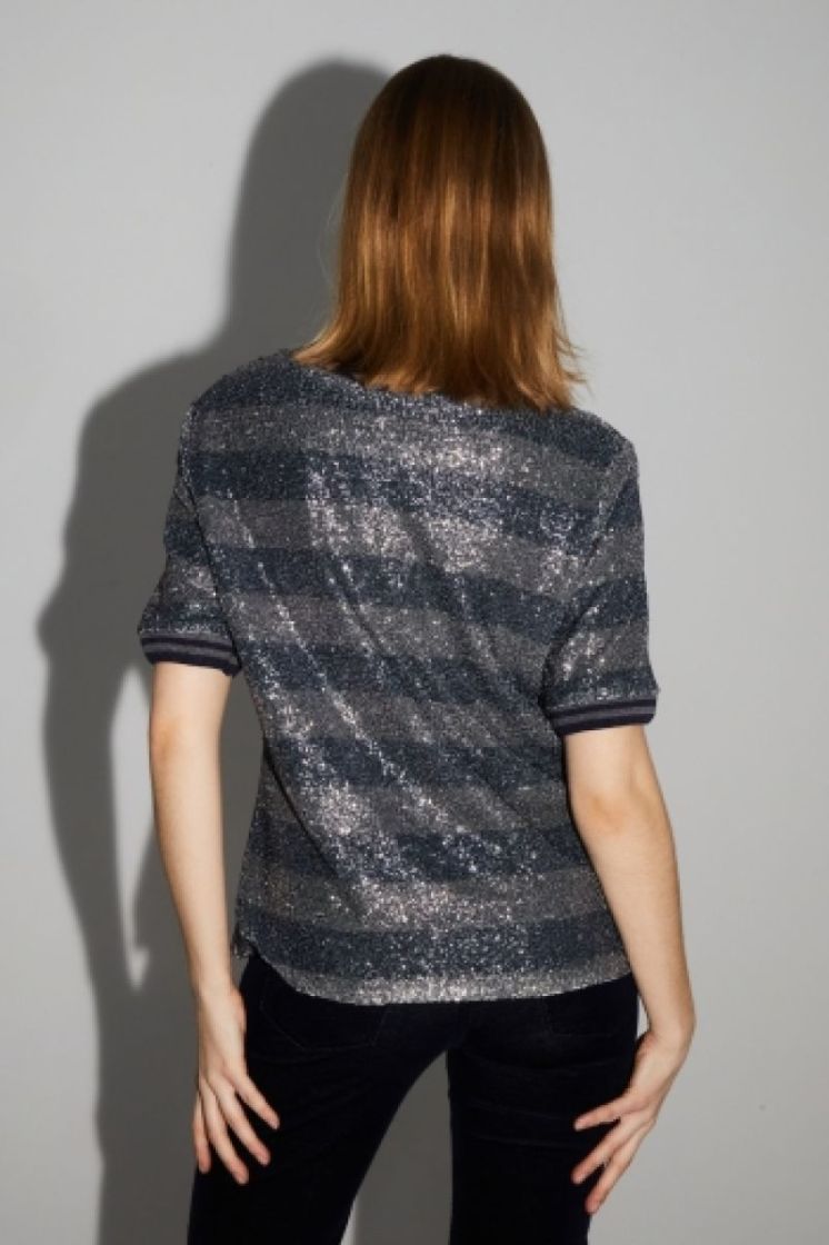 BLOUSE PAILLETTES RAYURES BLUE BLUE