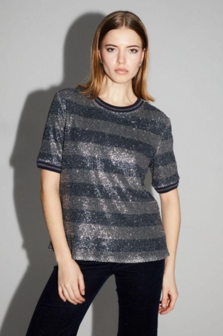 BLOUSE PAILLETTES RAYURES BLUE BLUE