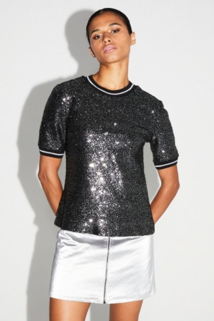 BLOUSE PAILLETTES BLACK BLACK