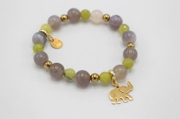 BRACELET ORNEMENT ELEPHANT GRIS JAUNE