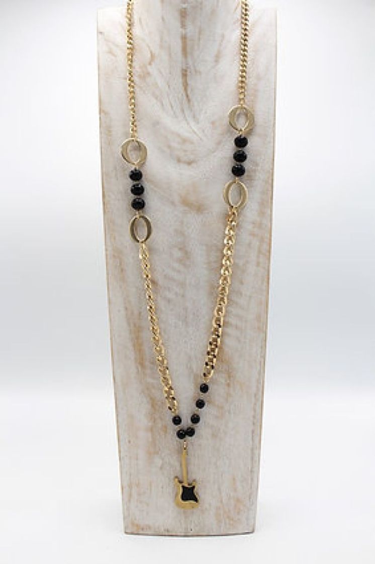 COLLIER LONG GUITARE NOIR 