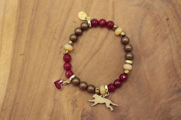 BRACELET ORNEMENT LEOPARD  ROUGE