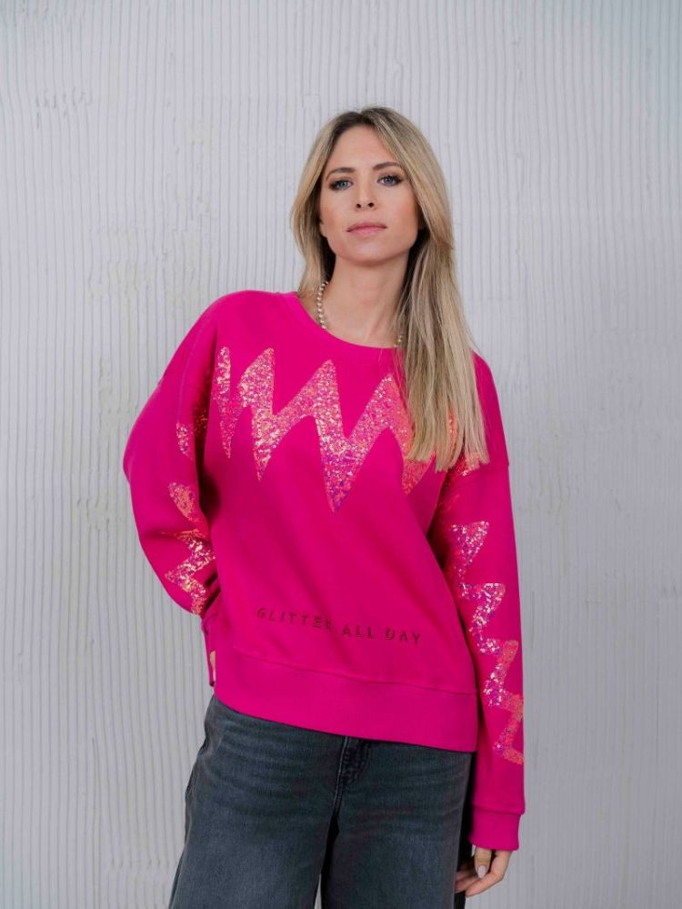 SWEAT PAILLETTES rose