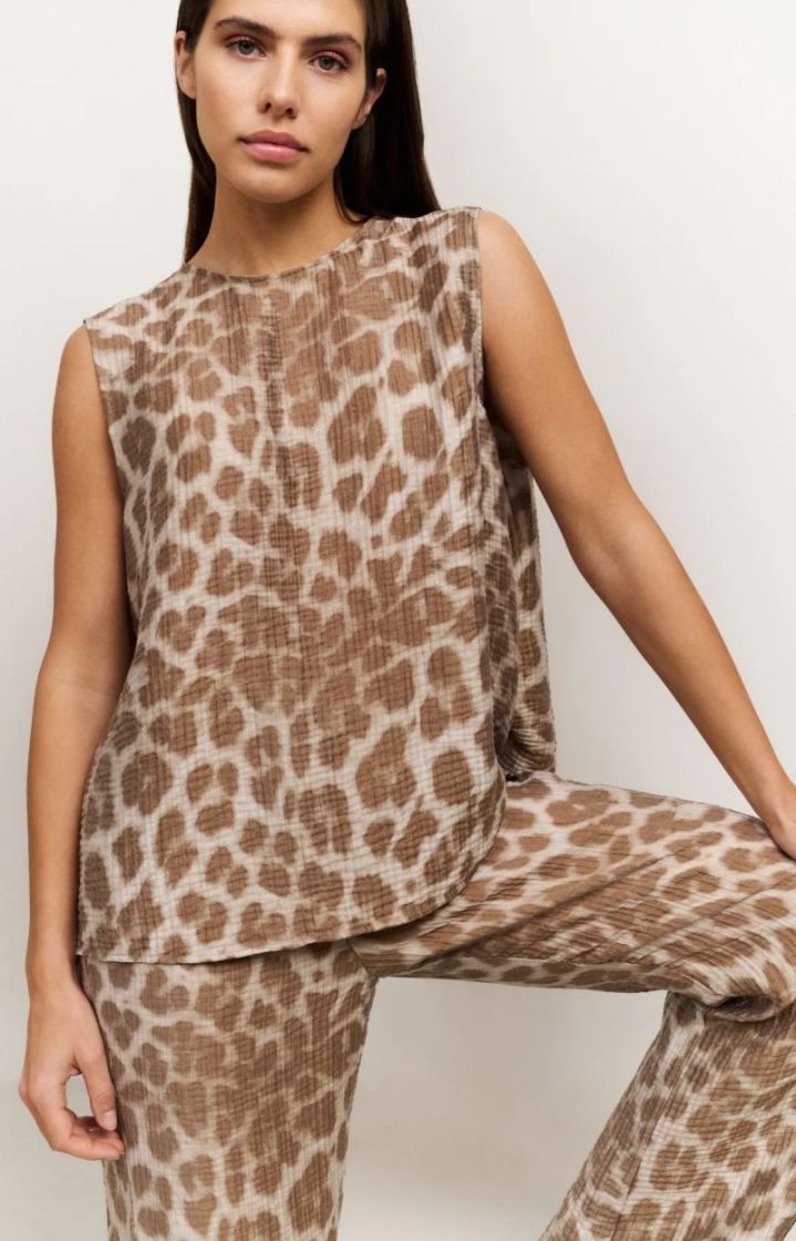 Haut imprimé léopard MILK BROWN
