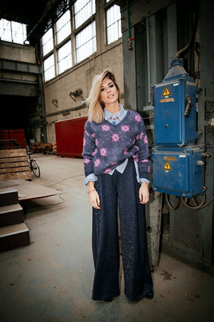 PANTALON JERSEY LUREX bleu 