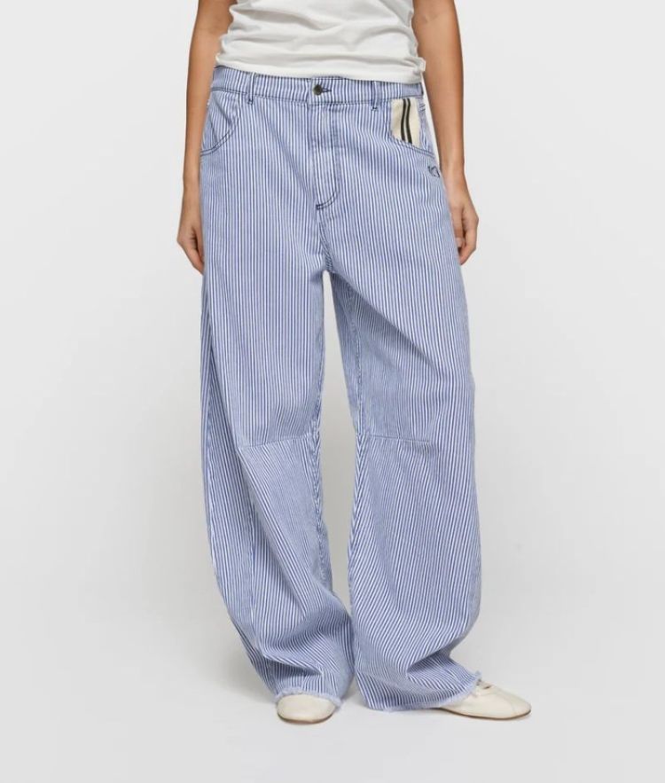 western pants stripes 3029 WHITE BLUE