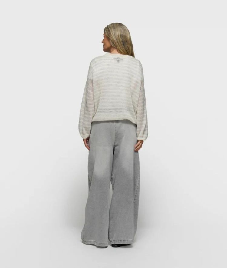 thin v-neck knit sweater 3081 light grey
