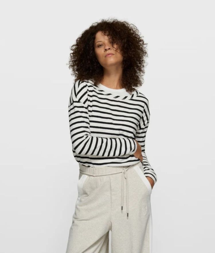 long sleeve tee stripes ECRU/BLACK