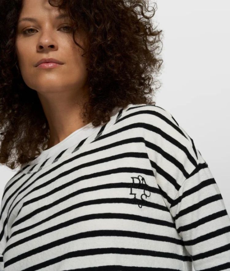 long sleeve tee stripes ECRU/BLACK