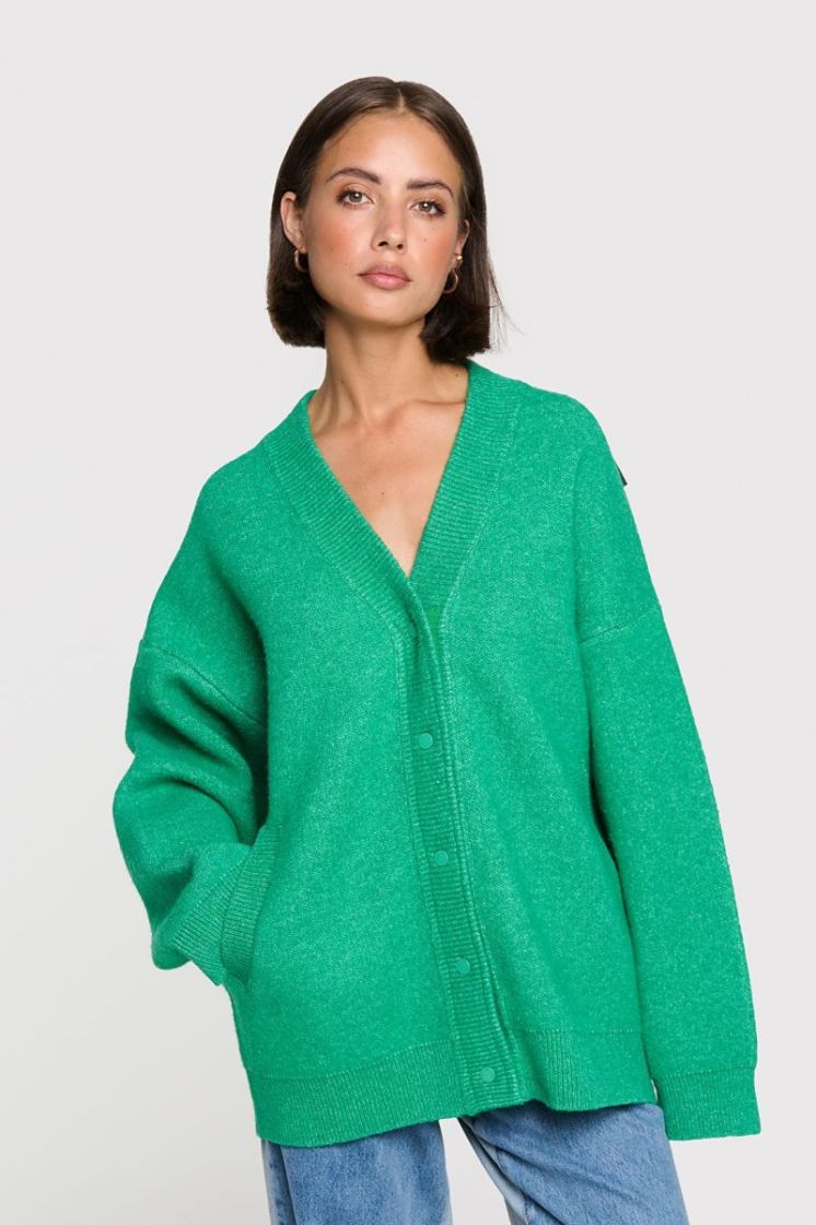 KNITTED HEAVY CADRIGAN BRIGHT GREEN
