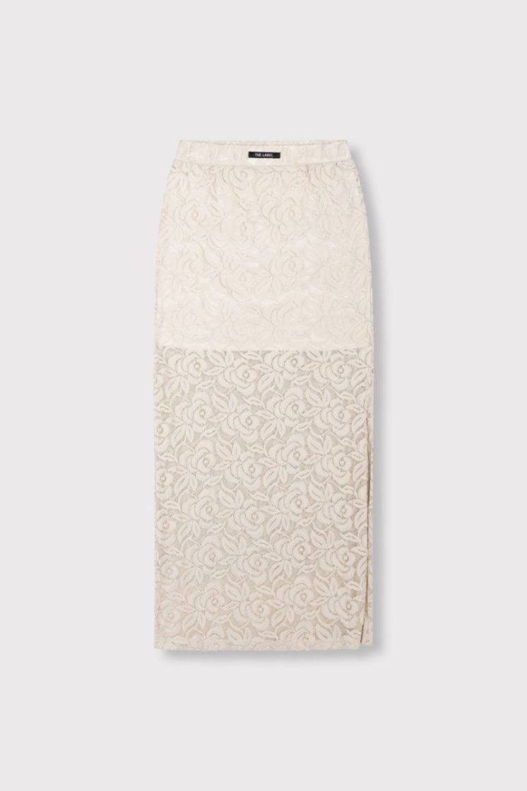 woven lace maxi skirt CREAM