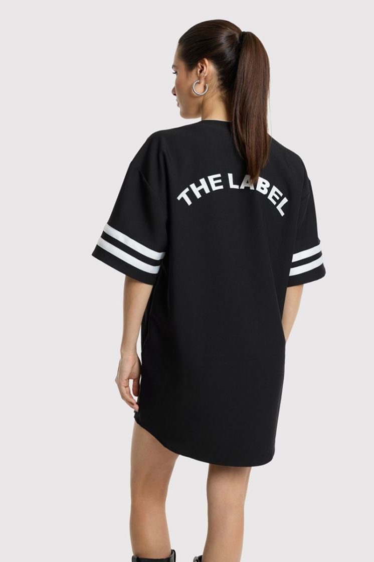 baseball shirt dress BLACK
