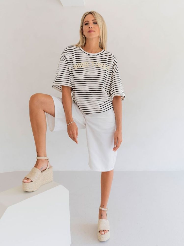T-shirt ligné ECRU
