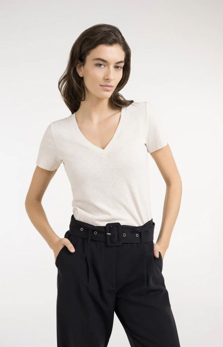 T-shirt col V CLOUD CREME