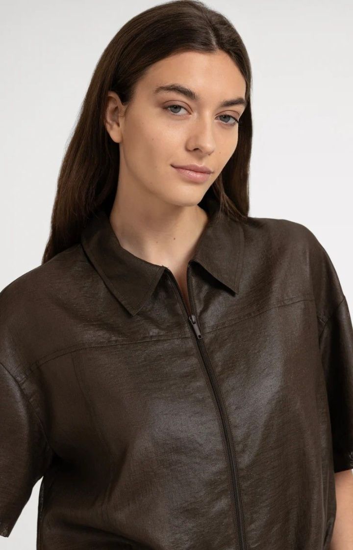 Veste-blouse enduite BROWN