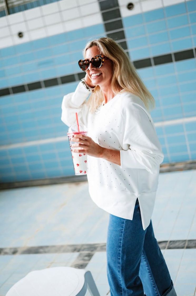 SWEAT COL V BLANC