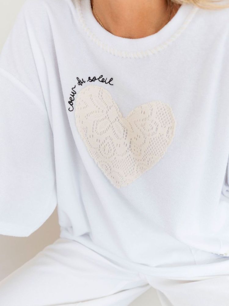 T-shirt éponge Coeur blanc